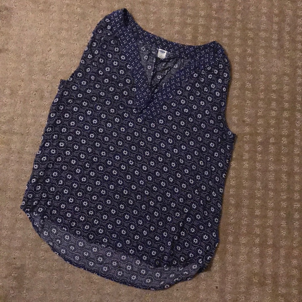 Old Navy Tank Top Floral Navy Blue / White US S